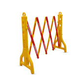 Robustt Yellow & Red Expandable Barricade for Road Safety, 8.3 Feet, Adjustable Road Barricade with Reflective Strips